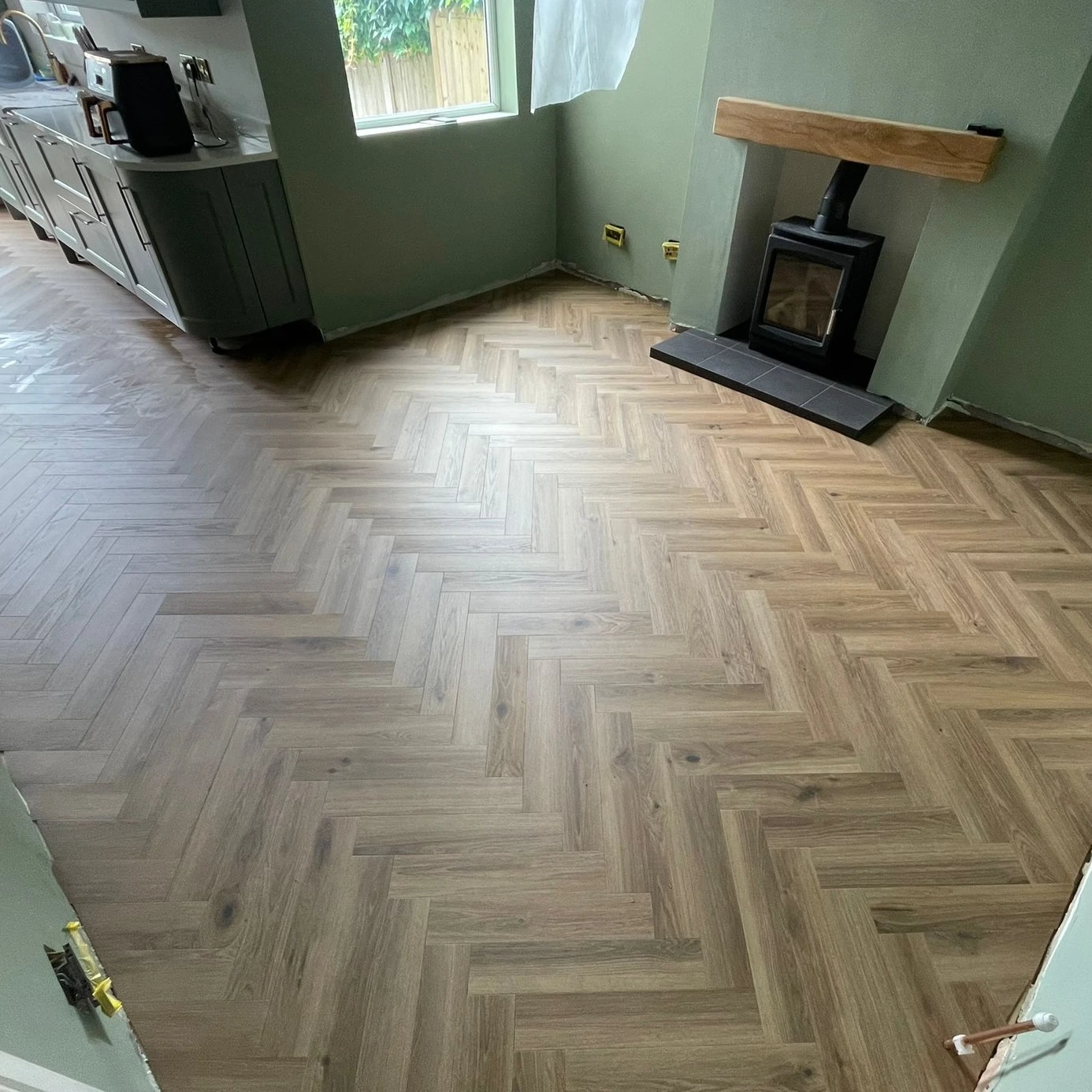 New flooring installation showing carpet options